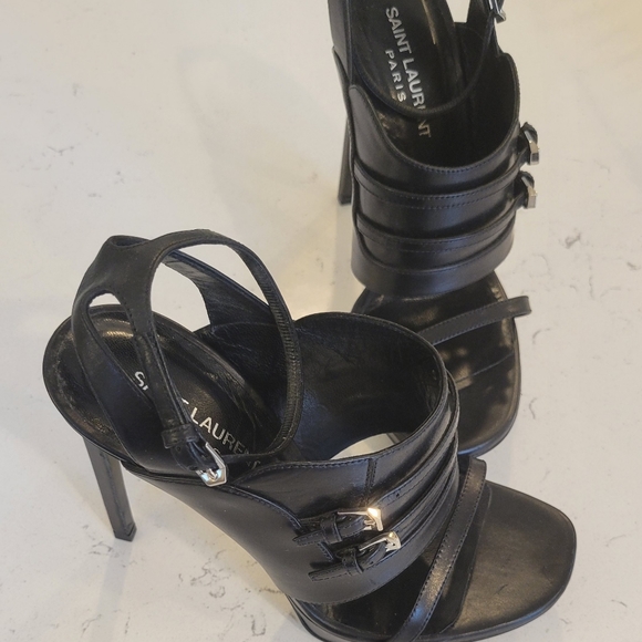 Saint Laurent Black Leather Buckle Strap Platforms US 8 (EU 38) - Picture 12 of 12